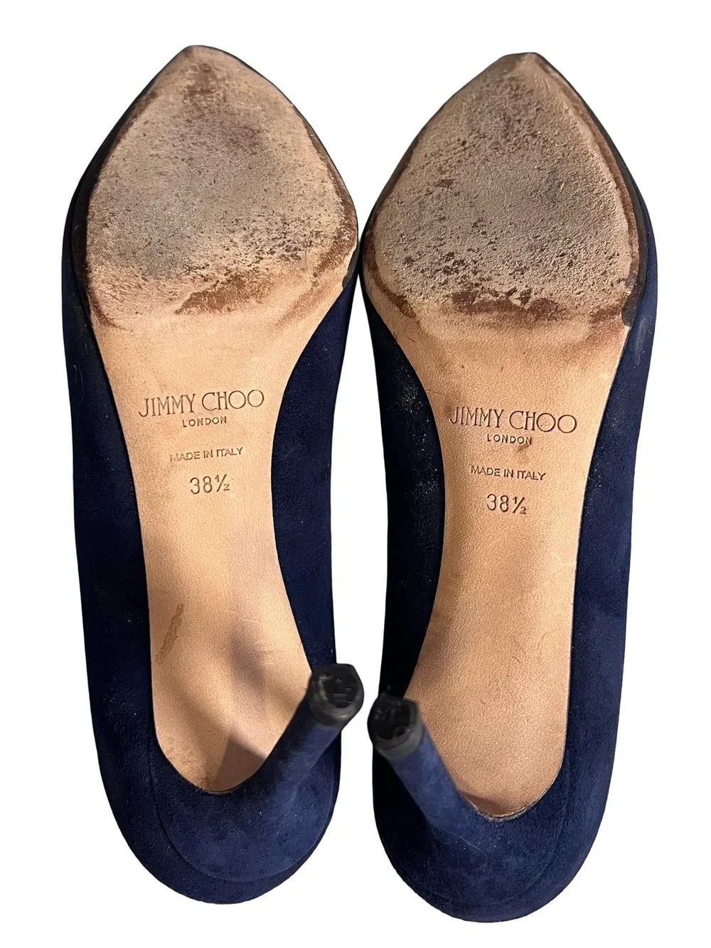 Jimmy Choo Women’s Sz 8.5 Navy Blue Suede Romy 85 Pointed Toe Heels